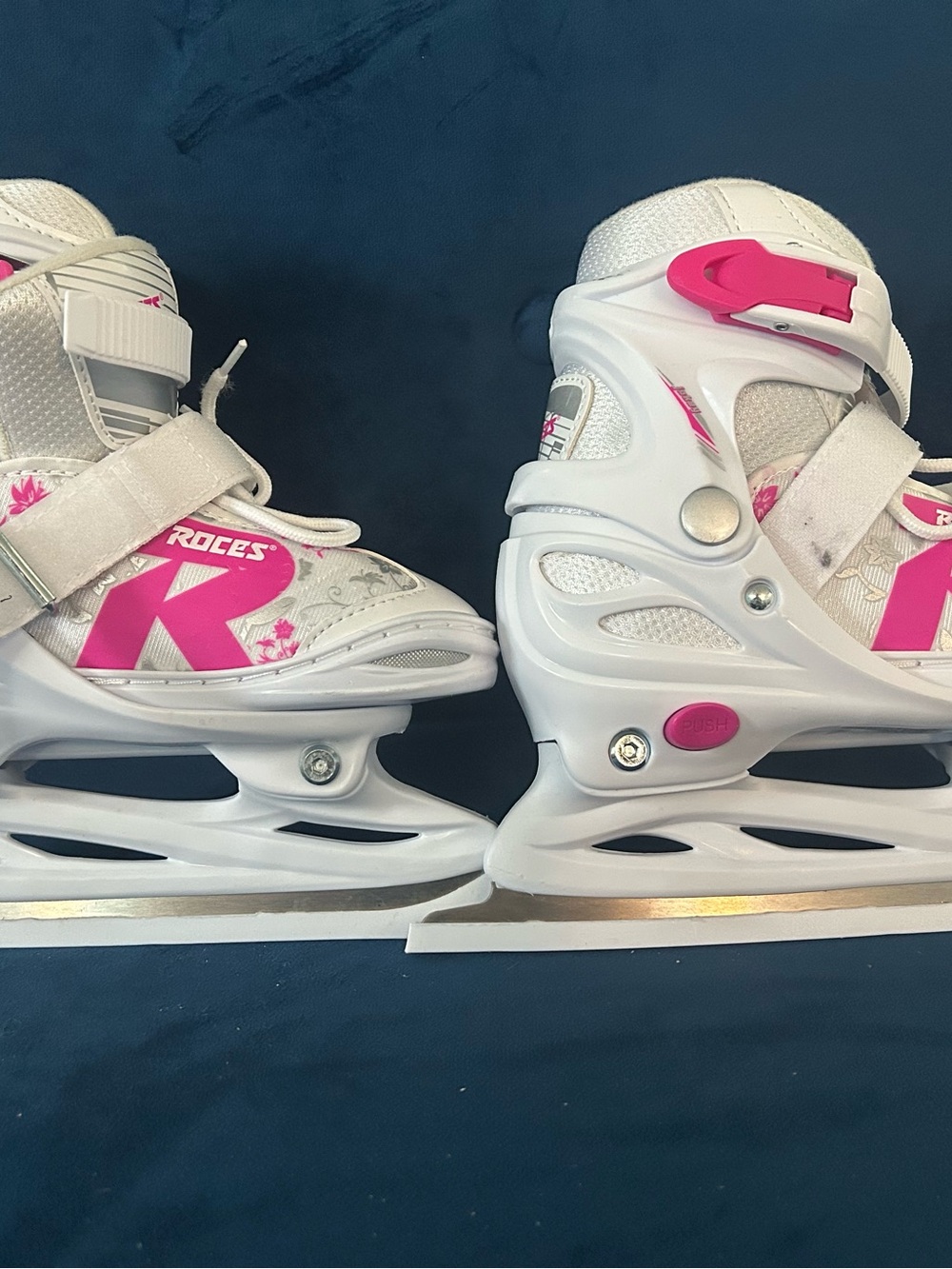Roces Adjustable Girls Ice Skates 13 JR-2 Kids Pink White Youth Juniors